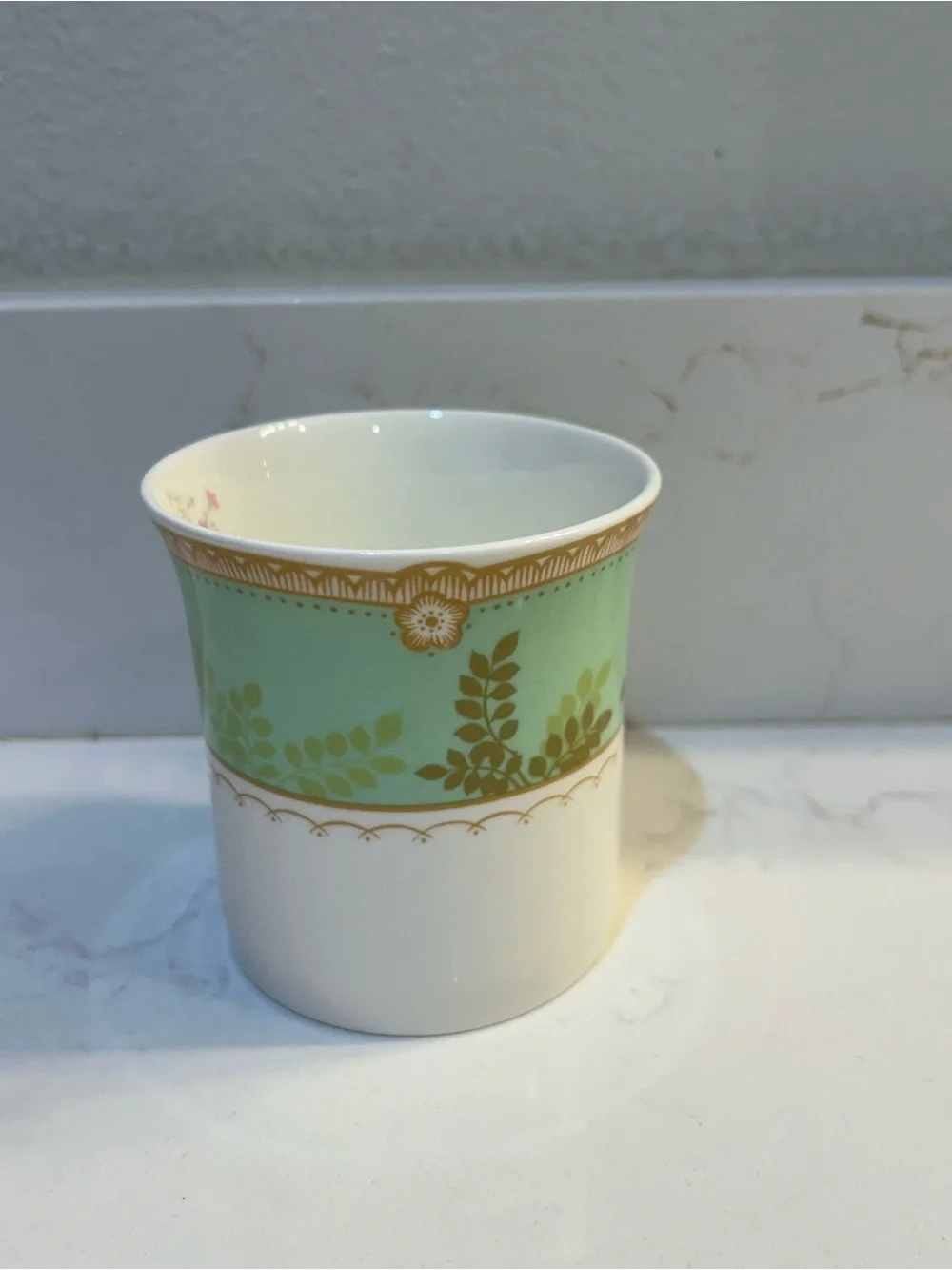 Mikasa Hampton Court Green Bone China green band gold floral accents Tea cup